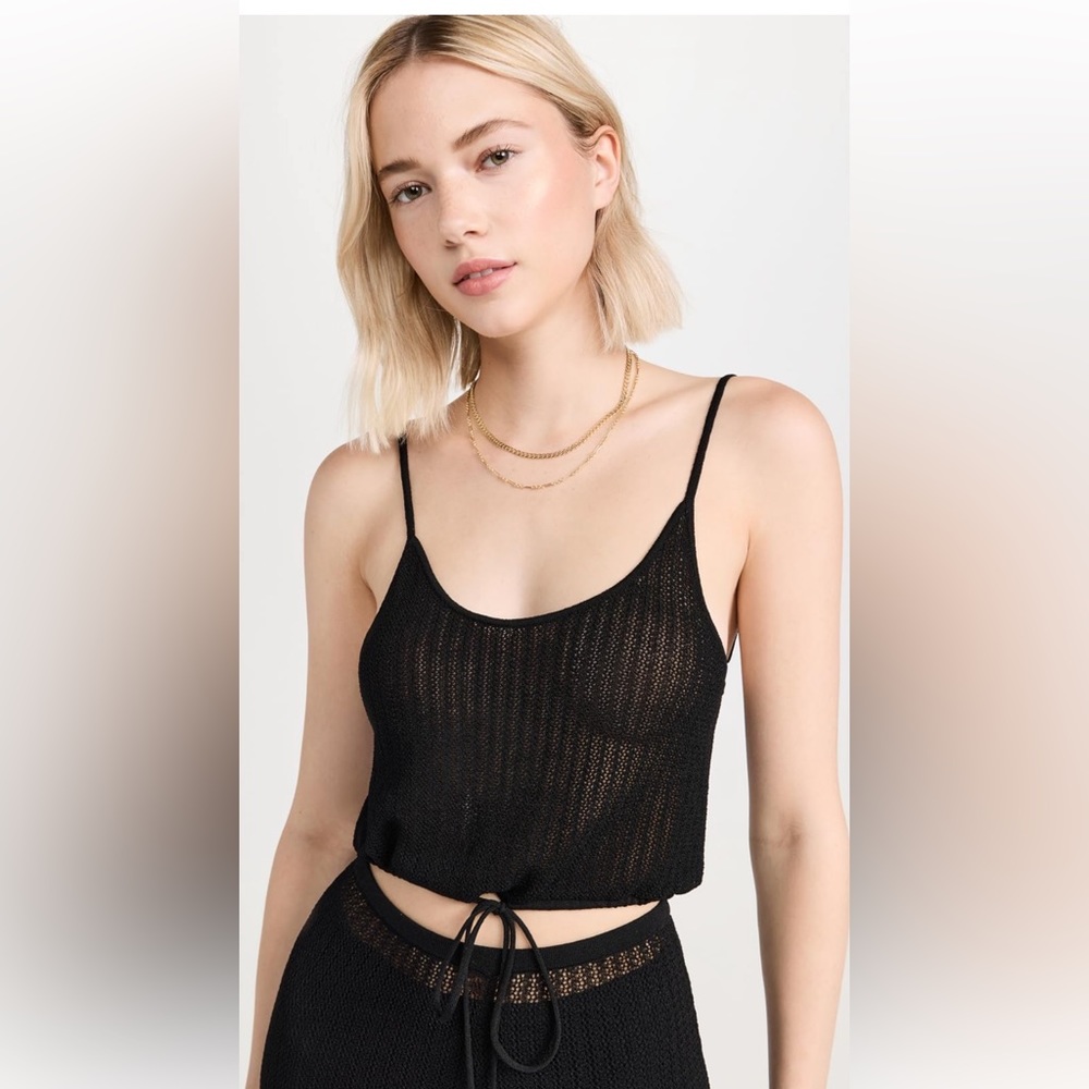 Leset Pointelle Top Black knit